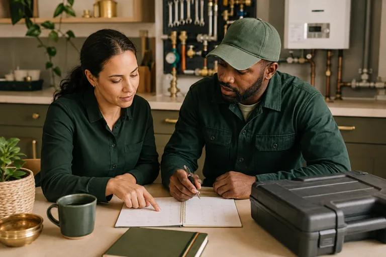 A service coordinator planning heating and plumbing visits